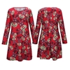 Fashion Chirstmas Women Reindeer Print Color Block Long Sleeve Cute One-piece Mini Dress