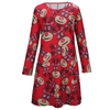 Fashion Chirstmas Women Reindeer Print Color Block Long Sleeve Cute One-piece Mini Dress