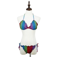 Fashion Contrast Stripe Halterneck Padded Cup Women