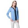 Fashion Contrast V Neck Long Sleeve Chiffon Blouse for Women