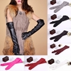 Fashion Elegant Women Gloves Soft PU Leather Arm Long Gloves Evening Party Gloves Black