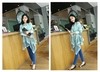 Fashion Elegant Women Scarf Porcelain Printing Long Shawl Wrap Pashmina Green