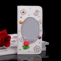 Fashion Flip PU Leather Bling Flower Wallet Protective Case Cover with Card Holder for iPhone 6 Plus