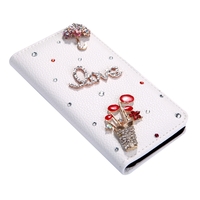 Fashion Flip PU Leather Bling Flower Wallet Protective Case Cover with Card Holder for iPhone 6 Plus
