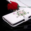 Fashion Flip PU Leather Bling Flower Wallet Protective Case Cover with Card Holder for iPhone 6 Plus