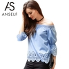 Fashion Floral Hollow Out Off Shoulder Three Quarter Flare Sleeve Women