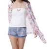 Fashion Floral Print Irregular Hem 3/4 Sleeve Chiffon Kimono Coat for Women
