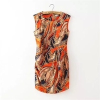 Fashion Floral Print Round Neck Sleeveless Women