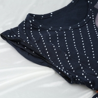 Fashion Girl Dress Polka Dot Mesh Patchwork Short Sleeve Lining Dress Dark Blue