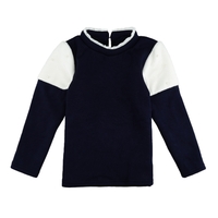 Fashion Girl Splice Pearl Button Long Sleeve Warm Pullover Sweatshirt