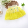 Fashion Girls Tiered Tulle Skirt Elastic Waist Decorative Bow Embroidery Dot Pattern Children Kids Tutu Pettiskirt Pink/Purple/Yellow