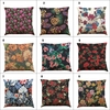 Fashion High Quality Colorful Linen Flowers Multi-colors Red Roses Green Grass Leaves Decorative Square Printed Throw Pillow Cases Cushion Covers for Room Office Sofa Car Decor