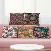 Fashion High Quality Colorful Linen Flowers Multi-colors Red Roses Green Grass Leaves Decorative Square Printed Throw Pillow Cases Cushion Covers for Room Office Sofa Car Decor