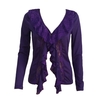Fashion Hollow Lace Ruffle Deep V Neck Long Sleeve Women