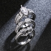 Fashion Jewelry Accessory Cut 925 Sterling Silver Crystal Ring Set for Lover Engagement Wedding