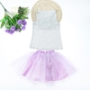 Fashion Kids Baby Girls Two-Piece Set Solid Vest Sleeveless T-Shirt Lace Mesh Tulle Tutu Bubble Skirt Outfits Purple