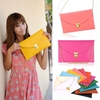 Fashion Lady Women Envelope Clutch Chain Purse Handbag Shoulder Tote Messenger Bag Coffee