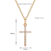 Fashion Luxurious Copper Gold Plated Zircon Rhinestone Crystal Cross Pendant Necklace Chain Jewelry for Women Girls Gift Party Wedding