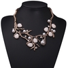 Fashion Luxurious Rhinestone Crystal Simulated Pearls Beads Stone Tree Branch Necklace Choker Chain for Women Girl Bride Wedding Party