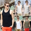 Fashion Men Tank Tops Round Neck Sleeveless Sports Causal Vests Dark Grey