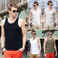 Fashion Men Tank Tops Round Neck Sleeveless Sports Causal Vests Dark Grey