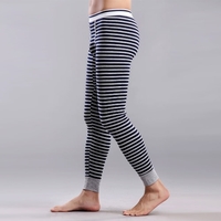 Fashion Men Winter Leggings Striped Long Johns Underwear Tights Elastic Waist Cotton Sleepwear Thermal Pants