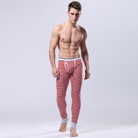 Fashion Men Winter Leggings Striped Long Johns Underwear Tights Elastic Waist Cotton Sleepwear Thermal Pants