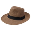 Fashion Men Women Panama Sun Straw Hat Contrast Ribbon Pinched Crown Rolled Trim Beach Cap
