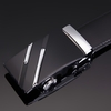 Fashion Modern Design Leather Strap Belt Business Casual Zinc Alloy Automatic Two Strips Pattern Buckle Male Trousers Leisure Waistband for Men Girdle Wide Waist