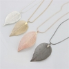 Fashion Natural Alloy Leaf Pendant Necklace Long Sweater Chain for Women Jewelry Gift
