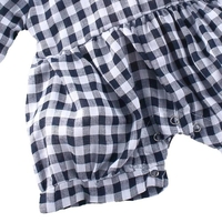 Fashion Newborn Infant Baby Girls Jumpsuit Plaid Check Short Sleeve Button Toddler Romper Outfits Blue/Red/Black