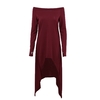 Fashion off Shoulder Long Sleeve Asymmetric Casual Loose T-shirt Dress for Women