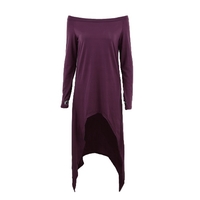 Fashion off Shoulder Long Sleeve Asymmetric Casual Loose T-shirt Dress for Women