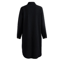 Fashion Plus Size Maxi Cotton Dress Turn-down Collar Button Hi Low Hem Long Sleeves Robe Loose Dress Green/Black