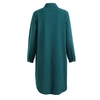 Fashion Plus Size Maxi Cotton Dress Turn-down Collar Button Hi Low Hem Long Sleeves Robe Loose Dress Green/Black