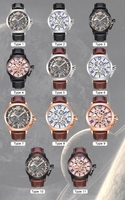 IK COLOURING Genuine Leather Automatic Mechanical Watch Transparent Hollowed-out Skeleton Wristwatch