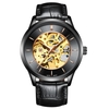 IK COLOURING Luxury Skeleton Automatic Mechanical Men Watch Genuine Leather Self-Wind Watch Man Casual Wristwatch