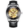 IK COLOURING Luxury Skeleton Automatic Mechanical Men Watch Genuine Leather Self-Wind Watch Man Casual Wristwatch