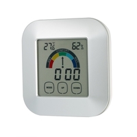 Indoor Comfort Indication Thermometer Hygrometer Smart Digital Touchscreen Colorful Screen Backlight Clock