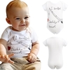 Infant Baby Boy Girl Bodysuit Letter Print Rompers Jumpsuit Toddler Overalls Outfit One Piece White