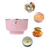 Intelligent Electric Baby Kids Heat Insulation Bowl Rechargable Heating Anti-scalding Stainless Steel Tableware With Lid Pink