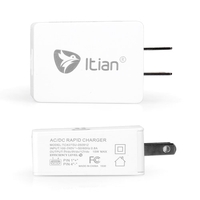 Itian 15W 2.1A US Plug Universal Quick Charge 2.0 USB Port Charger with Cable Kit for Samsung LGHTC Sony Xiaomi