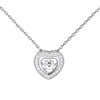 JURE Fashionable S925 Sterling Silver Pendant Rotatable Zirconia Sparkle Pendant Heart-shaped Necklace 18 Inch