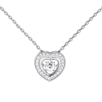 JURE Fashionable S925 Sterling Silver Pendant Rotatable Zirconia Sparkle Pendant Heart-shaped Necklace 18 Inch