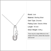JURE S925 Solid Sterling Silver Chain Necklace Pin-shaped The One Jewelry with Two Pearls Zirconia 18 Inch