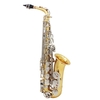 LADE Alto Saxophone Sax Glossy Brass Engraved Eb E-Flat Natural White Shell Button Wind Instrument