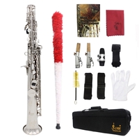 LADE Soprano Saxophone SAX Bb Brass Lacquered Gold Body and Keys with Lubricating Cork Grease