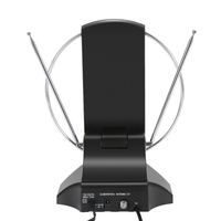 LAN-1014 Amplified HDTV Antenna Indoor Digital TV Antenna 50 Mile Range 36dB UHF / VHF / FM Signal with Power Supply for HDTV / DTV / FM Receiver F Connector US Plug