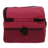 Large Capacity Insulated Square Lunch Bag Cooler Tote Carry Bags Travel Bento Box with Adjustable Shoulder Strap (Wine Red)