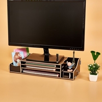 Large Size Monitor Riser Stand Wood Organizer File Stationery Holder for Office Desks School Home